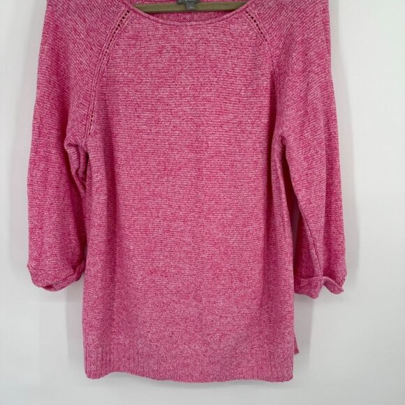 T by Talbots Pink Sweater Womens Large t Cotton Knit Pullover 3/4 Sleeve - Picture 3 of 11